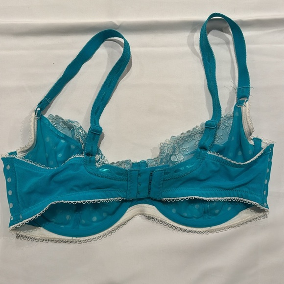 Blue Polka Dot Lace Trim Bra - Picture 3 of 3